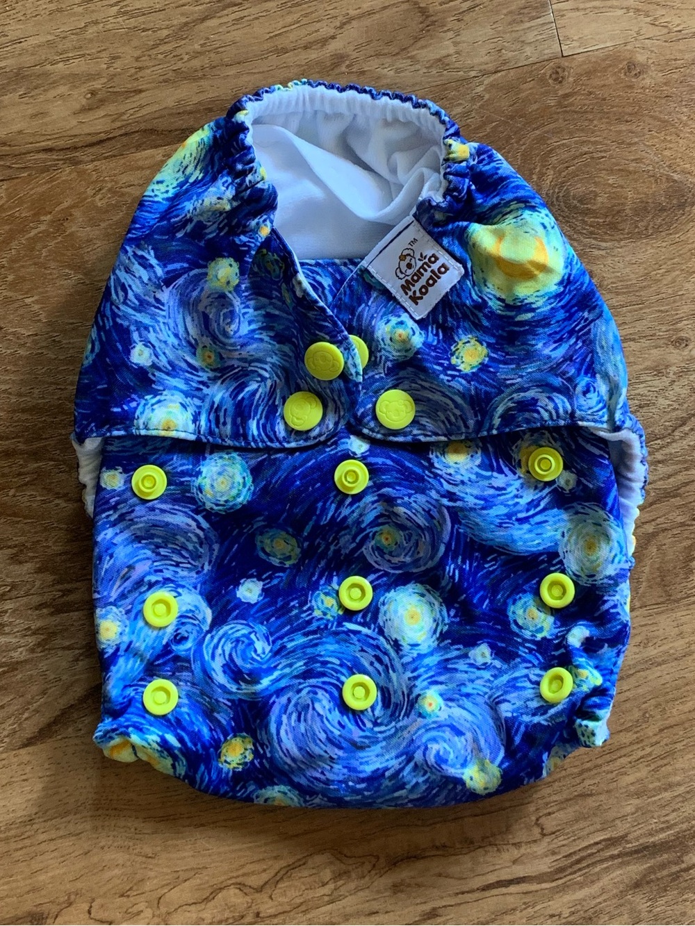 Mama koala pocket Cloth Diaper - Starry Night Blue with Yellow Accents
